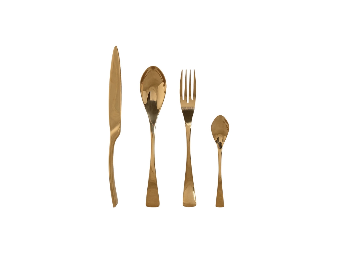 Conjunto de talheres de aço inoxidável Home Esprit Gold 2 x 1,5 x 25,5 cm 16 peças