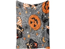 Manta Syjym Halloween com Estampa Digital de Abóbora e Lanterna em Flanela para Cochilar Ou Relaxar Ambiente a