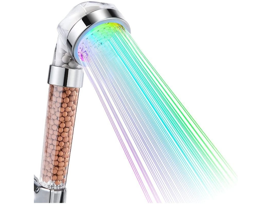 Cabeça De Ducha Com Led 7 Cores Alta Pressão Econômica Filtro Anti-cloro Duplo Para Banheiro