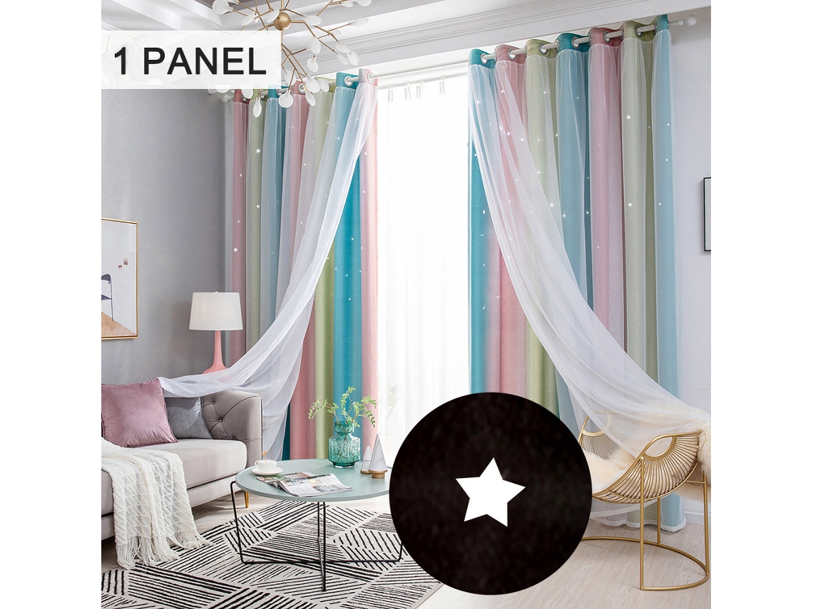 Cortinas Blackout Estrelas Duas Camadas para Quarto Infantil Menina Rosa 53x85 polegadas | S/MARCA