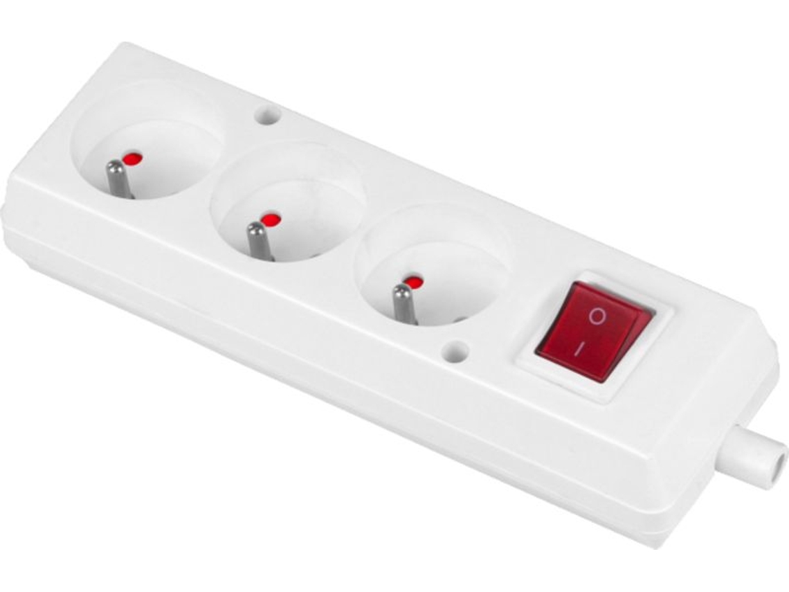 Tomada Tripla + Interruptor 16a 250v Destacável Com/com Branco