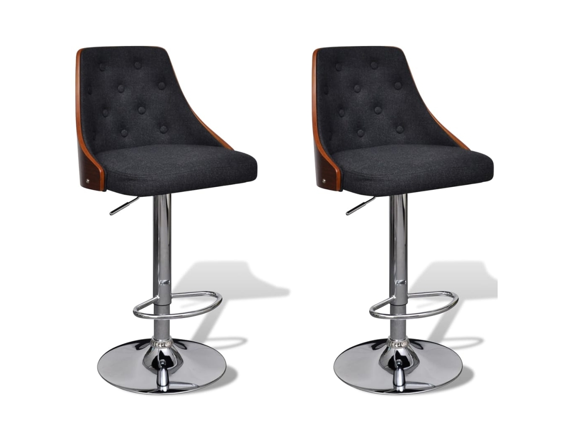 Vidaxl Bancos De Bar 2 Pcs Madeira Curvada E Tecido
