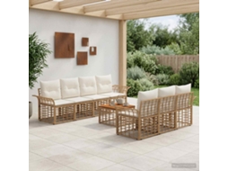 Vidaxl Conjunto De Sofás Para Exterior 8 Unid. Natural E Branco Creme