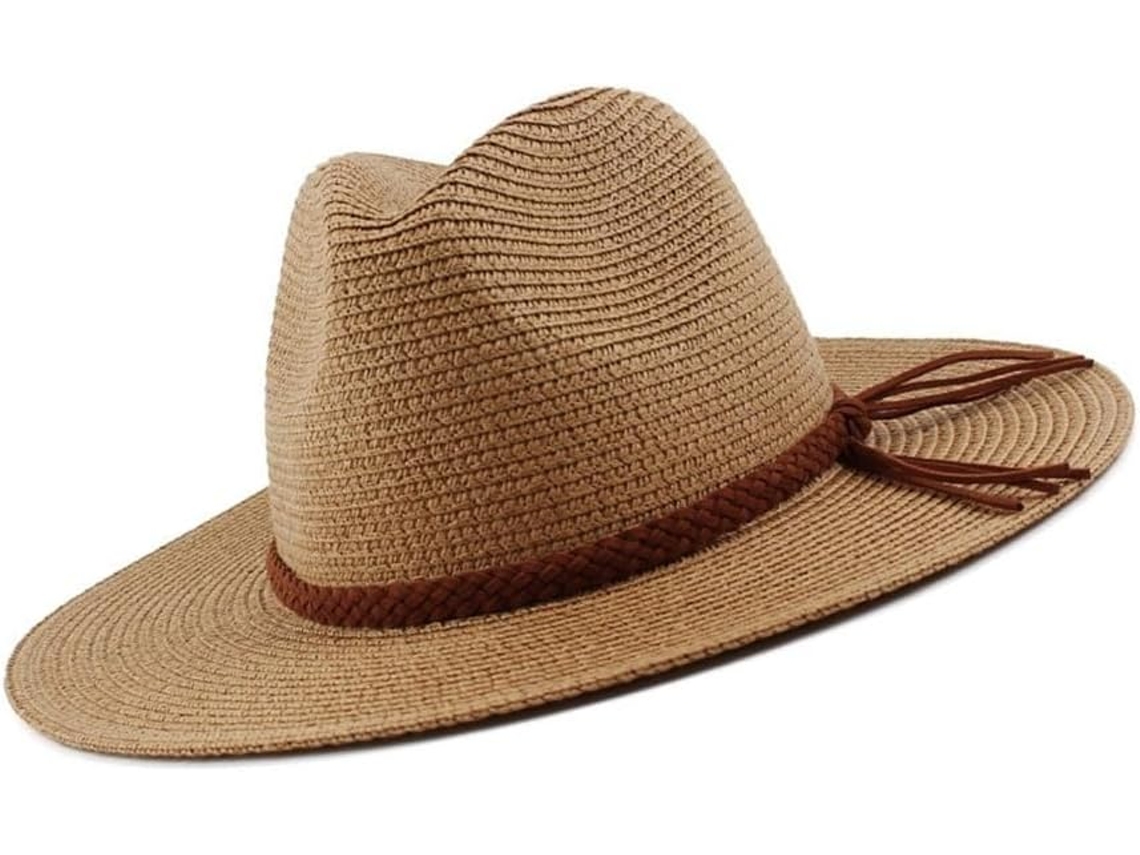 Chapéu feminino elegante com faixa decorativa e design que remete à luz do sol.
