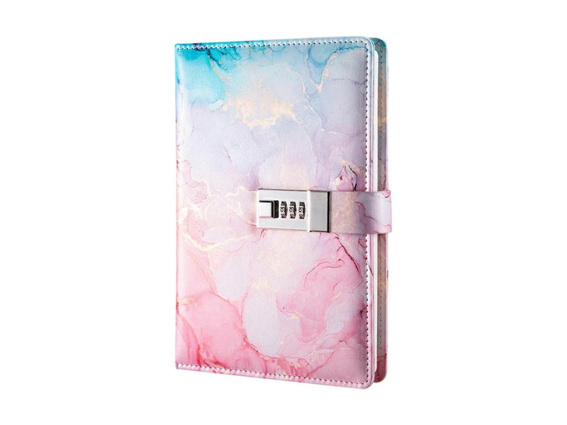 Diário Com Cadeado, Caderno Personalizado Em Couro Pu, Rosa