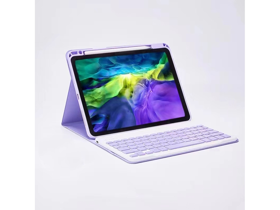 Lurelia Capa Com Teclado Bluetooth Para Ipad Pro 132024 Estojo De Couro De Pano, Layout Pt, Roxo