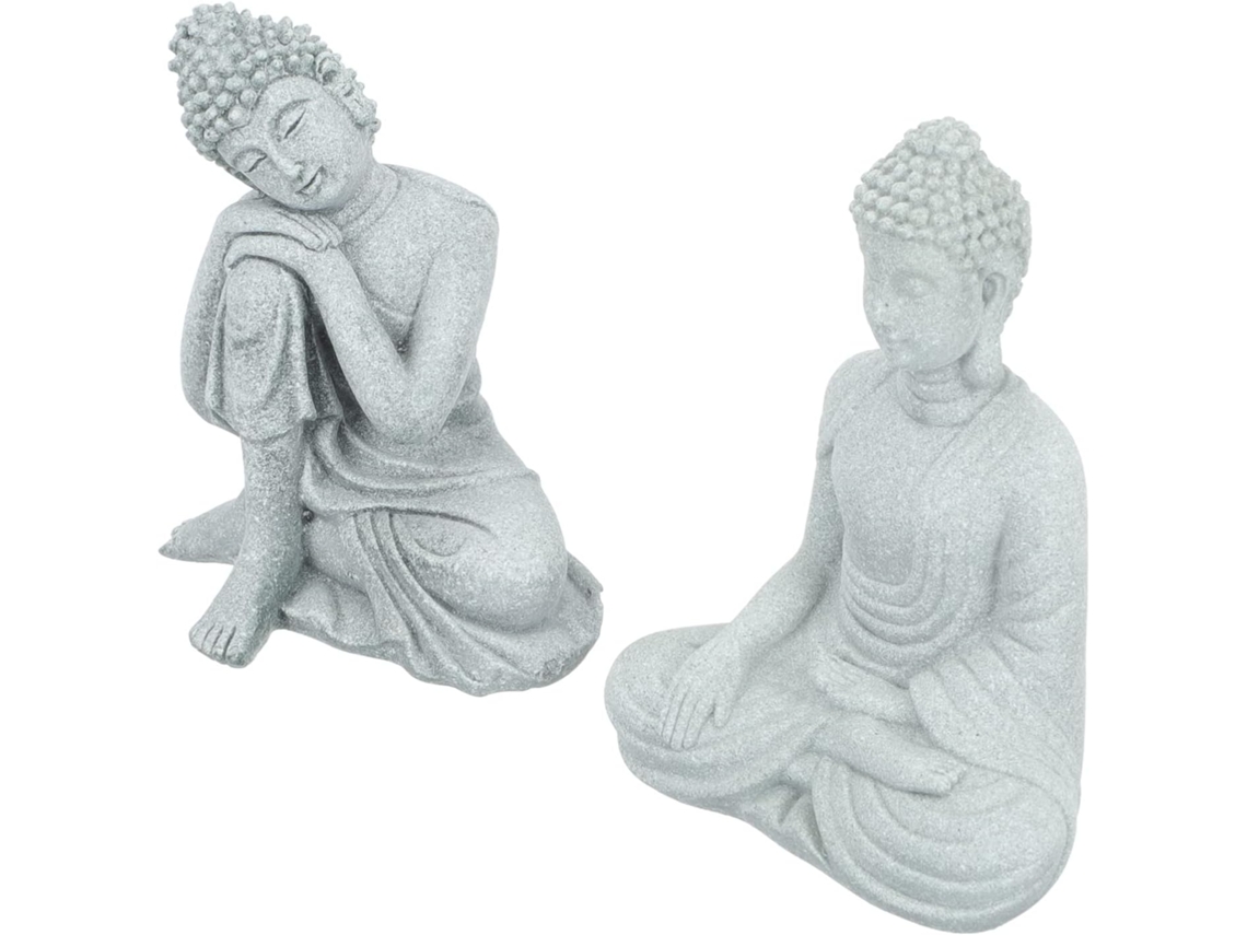 Conjunto De 2 Estátuas Decorativas De Buda Para Jardim E Varanda.