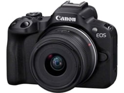 Máquina Fotográfica Mirrorless CANON EOS R50 + Objetiva RF-S 18-45mm f4.5-6.3 IS STM + Objetiva RF-S 55-210mm F5-7.1 IS STM (Encaixe: Canon RF - Abertura: F4.5-6.3 /F5-7.1 IS STM)