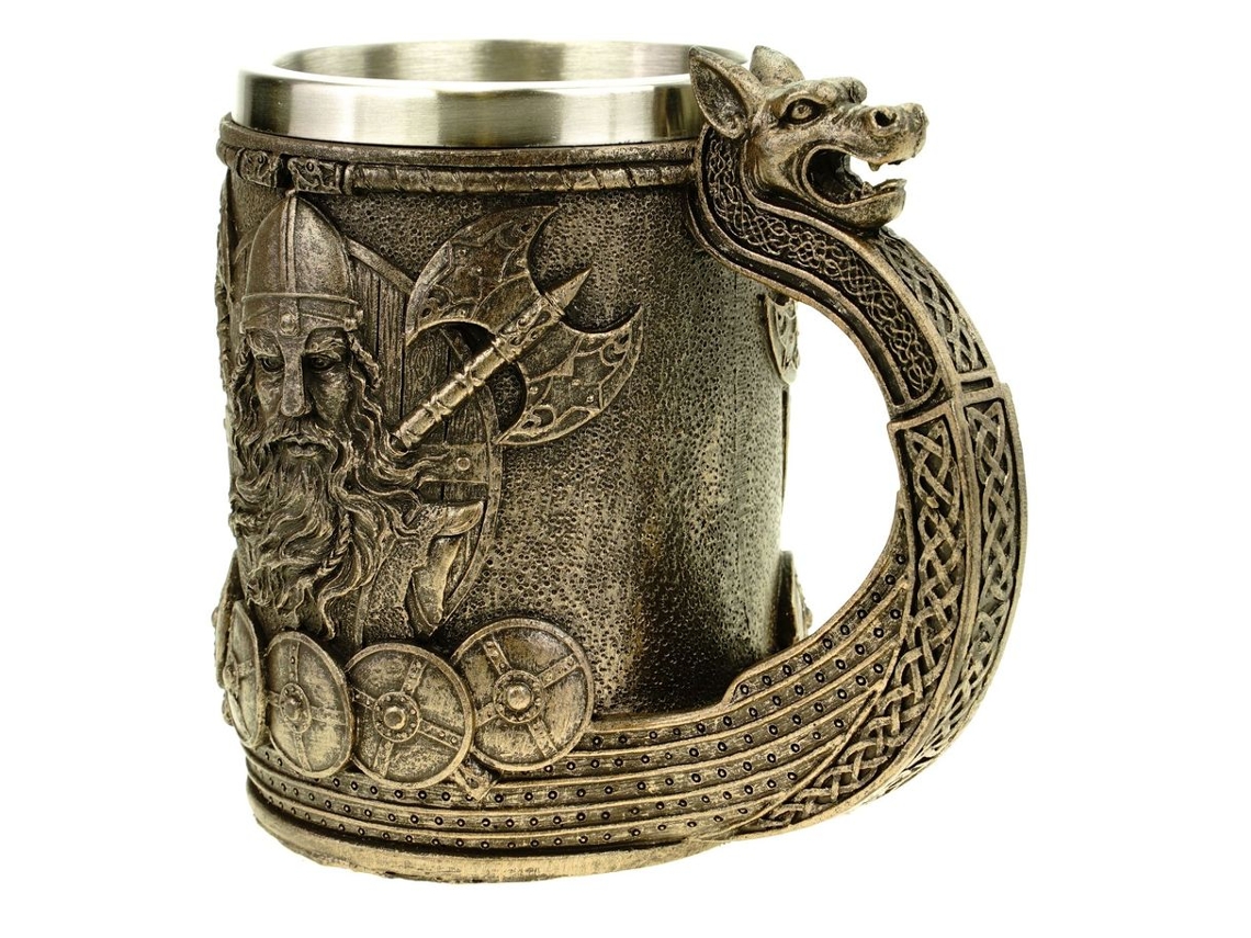 Caneca de Cerveja Estilo Pirata Viking, Feita de Aço Inoxidável AQUAFORGE
