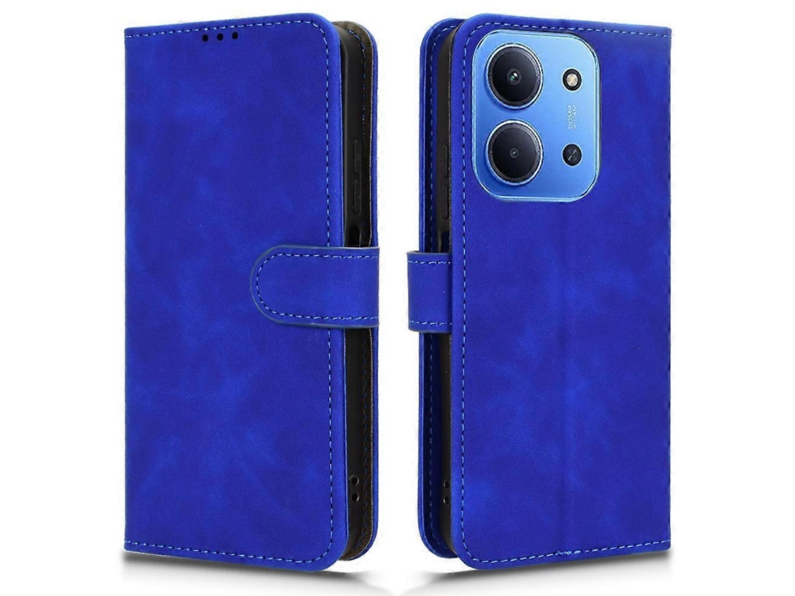 Tkdaddy Para Xiaomi Redmi 15c 5g (ue) (173 Mm) / 15c 4g (ue) (173 Mm) Capa De Couro Com Textura De Pele, Anti-queda, Tipo Carteira, Capa Flip, Azul