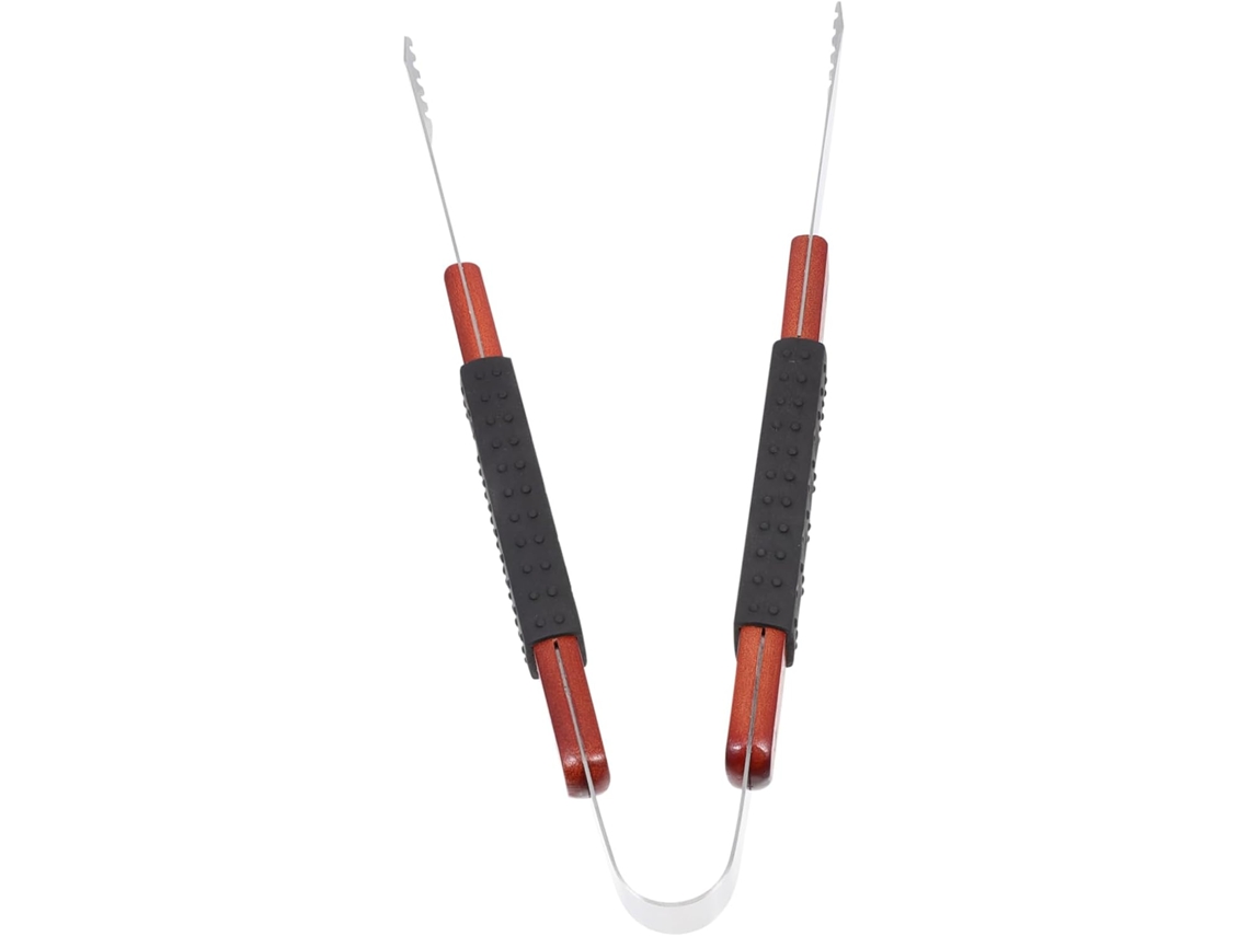 Pinça Para Churrasco Vicasky Em Aço Inoxidável Com Cabo De Madeira, Resistente E Prática Para Uso Em Churrascos, Buffets