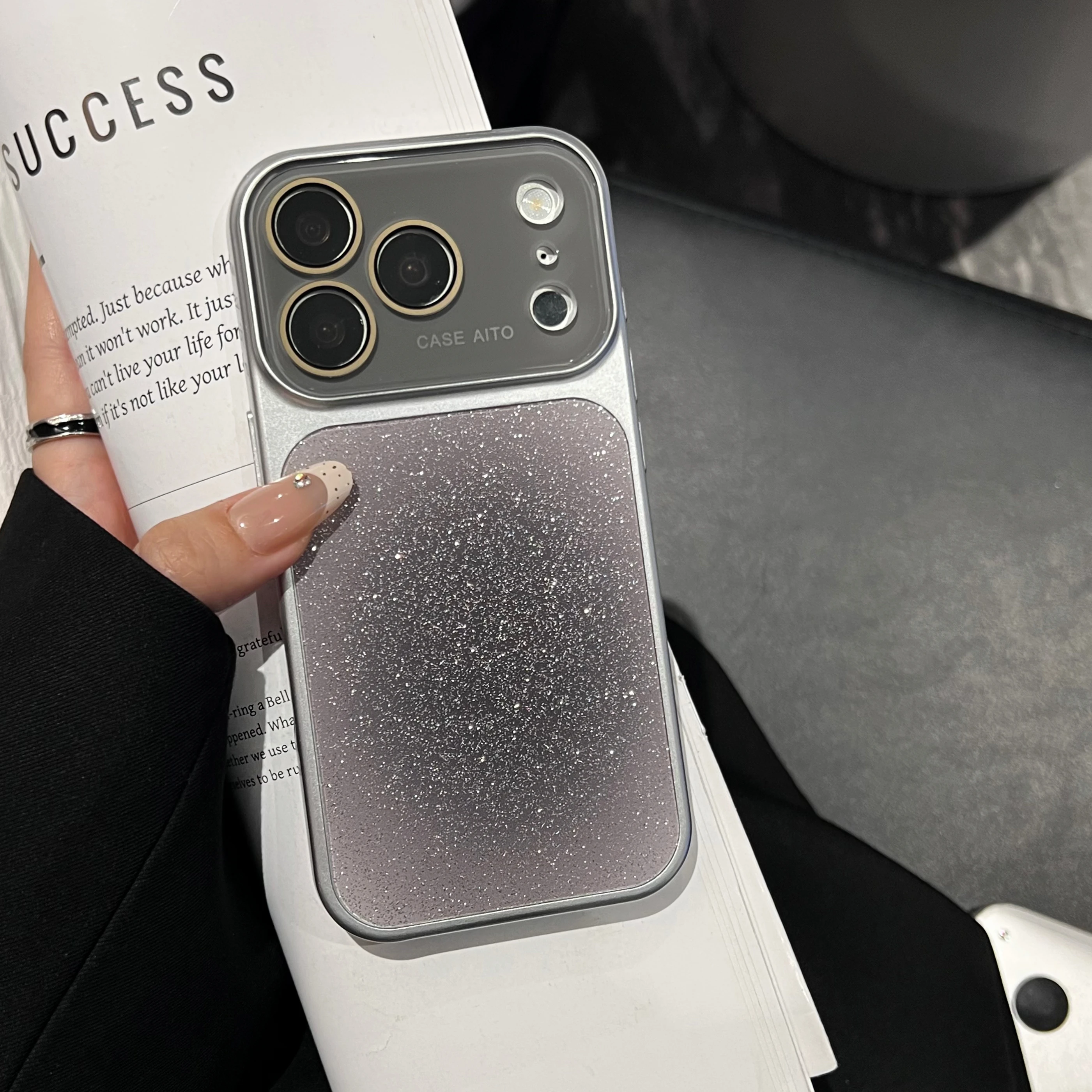Capa Para Iphone 17 Com Glitter Degradê Colorido, Resistente A Impactos E Com Protetor De Lente De Vidro.