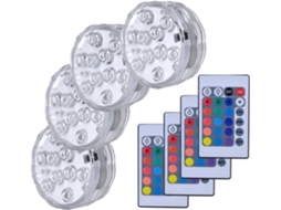 Conjunto de 4 Luminárias Led Submersíveis, À Prova D'água, com Controle Remoto BRILVIBERA