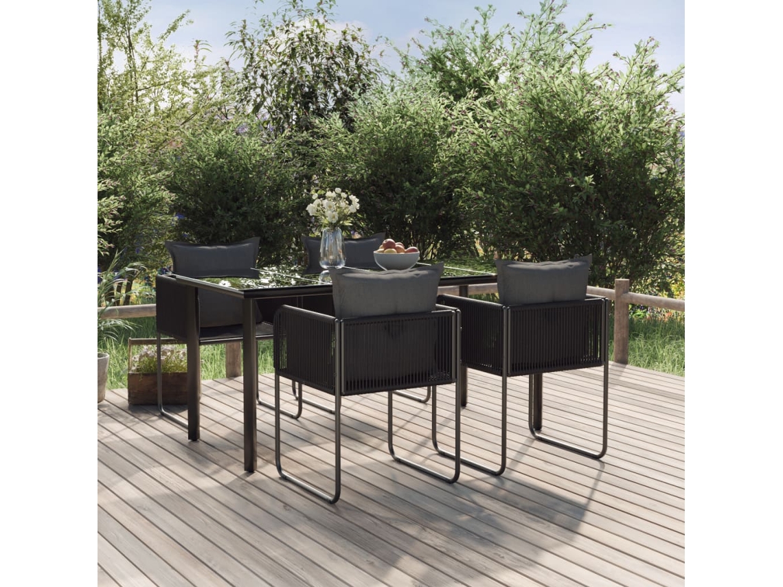 Pcs Conjunto De Jantar Para Jardim Preto Dkd Home Decor