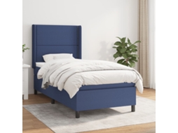 Cama Com Molas/colchão 90x200 Cm Tecido Azul