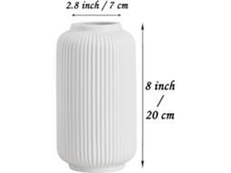 Vaso de Cerâmica, Branco, Geométrico, 20 Cm ZYBLSSBB