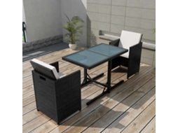 3 Pcs Conjunto Bistro Com Almofadas Vime Pe Preto Dkd Home Decor