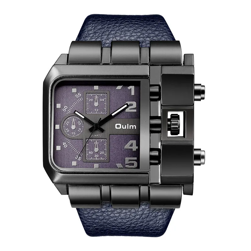 Relógio de Pulso MDUG Casual, Quadrado, Pulseira Larga, Relógio de Quartzo Masculino (azul)