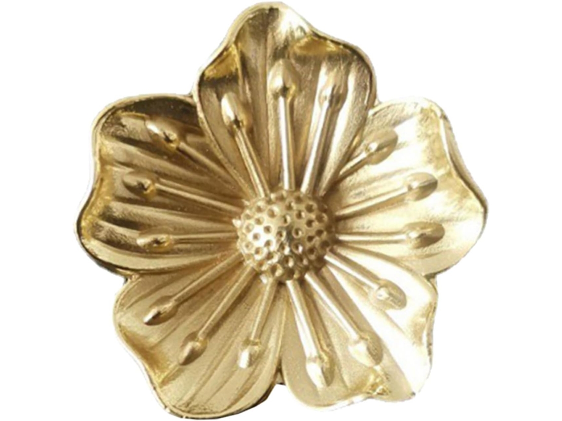 Puxador E Alça De Latão Com Flor Dourada Vintage Valiclud Para Armários, Guarda Roupas E Estantes