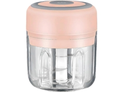 Rosa Mini Processador Elétrico De Alimentos E Picador De Alho 250 Ml, Carregamento Usb, 3 Lâminas Perfeito Para Picar Aquaforge