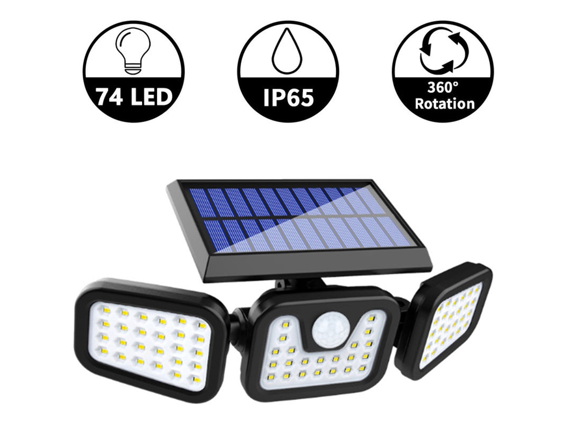Luminária Solar para Cerca e Escadas AQUAFORGE com 74 Leds, instalação simples