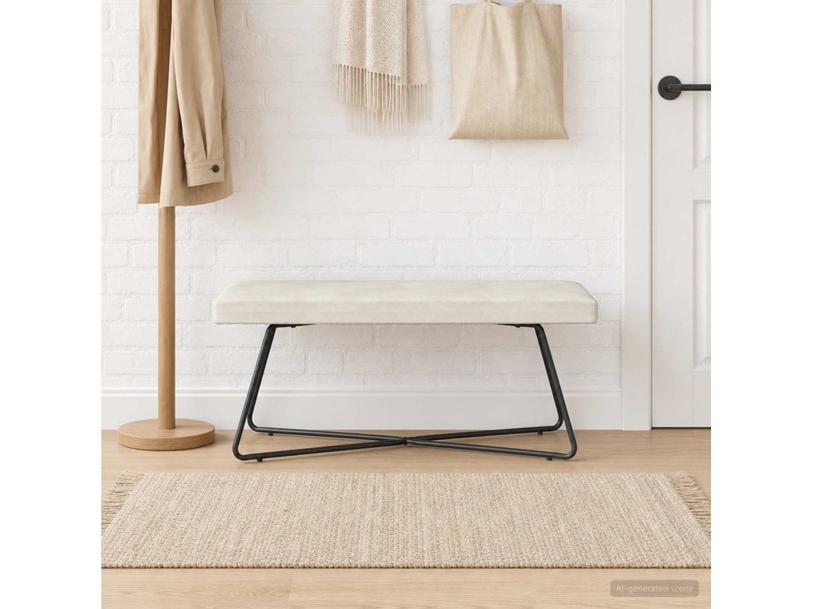 Vidaxl Banco Creme 110 X 40 X 45 Cm Veludo