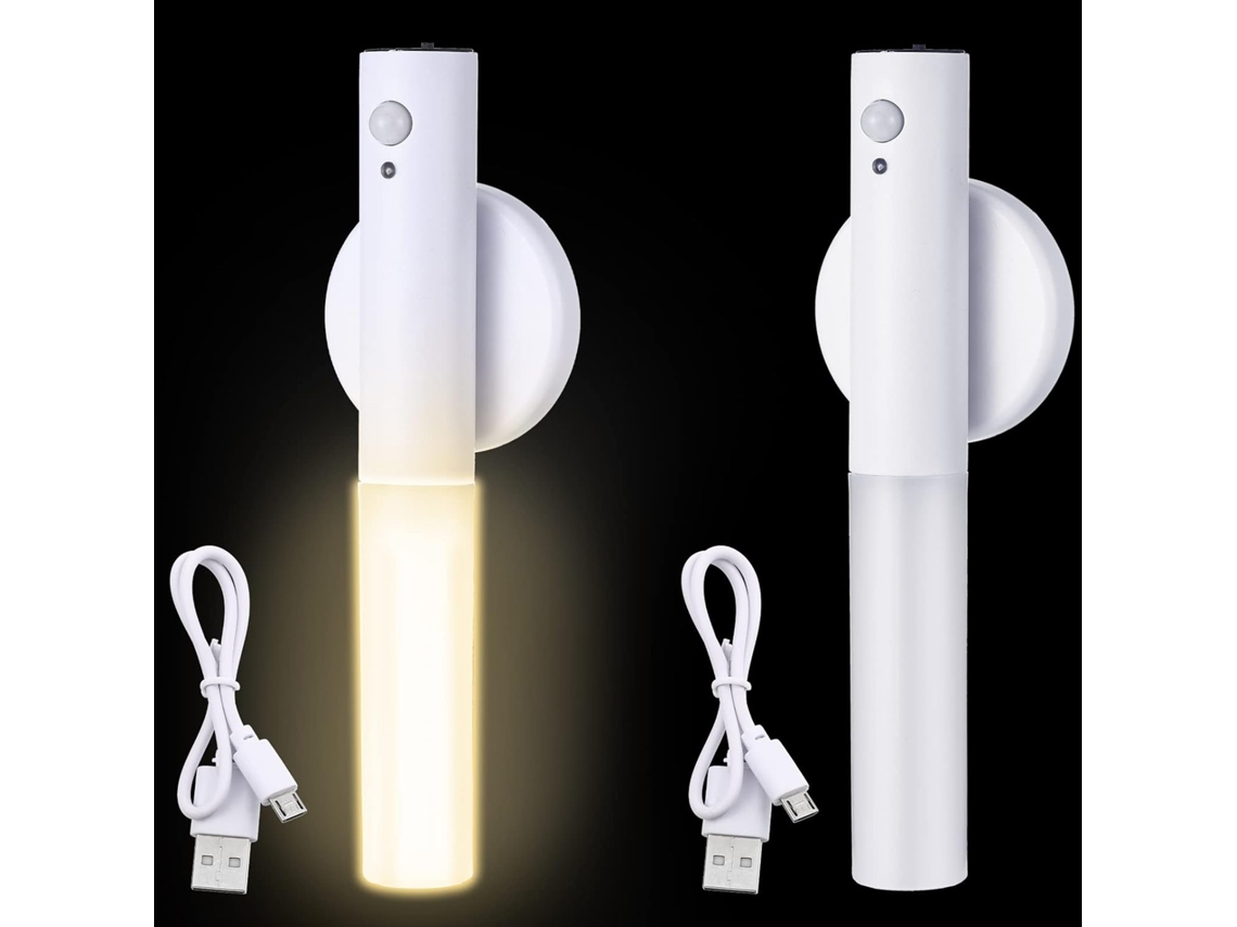 2 Unidades de Luminária Noturna com Sensor de Movimento, Magnética, de Parede, com Led, Recarregável Via Usb, Sem Fio, para Escadas BRILVIBERA