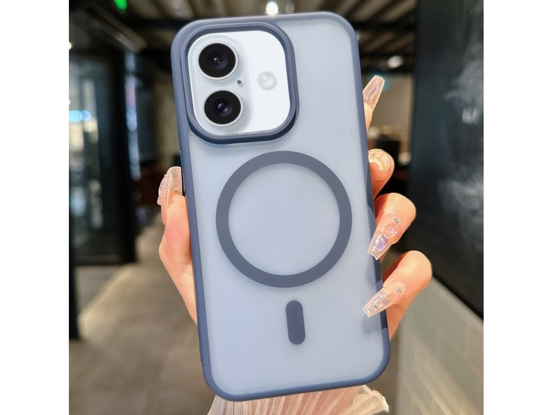 Capa Transparente Híbrida Para Iphone 16 - Tpu E Pc Com Magsafe - Azul