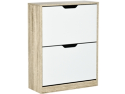 Sapateira Mdf Cor Natural e Branco 62.5x26x81 cm Homcom
