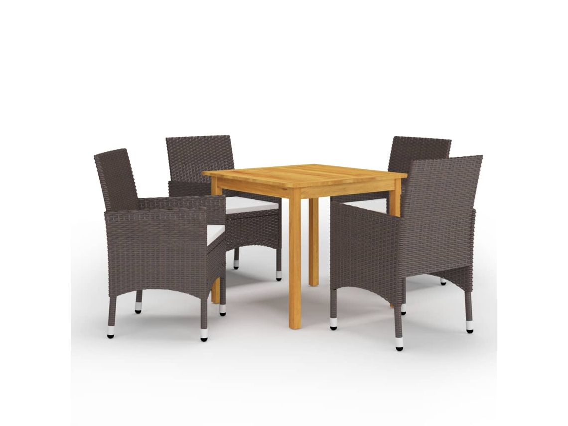 5 Pcs Conjunto De Jantar Para Jardim Marrom Dkd Home Decor