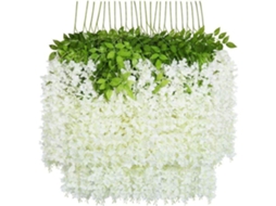 Conjunto de 24 Ramos Artificiais de Glicínia em Seda para Decoração de Casamentos e Festas, com 110 Cm Cada Ramo. AQUAFORGE