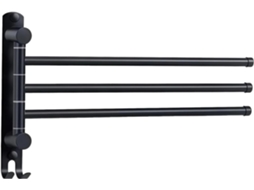 Suporte Giratório Para Toalhas, Montado Na Parede, Aço Inoxidável Sus304 Preto Fosco, Várias Barras De 34cm 13, 4pol