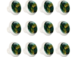 Puxadores E Botões Redondos Para Gavetas Armários, Conjunto De 12 Peças, Estampa De Bananeira E Palmeira Verde Tropical