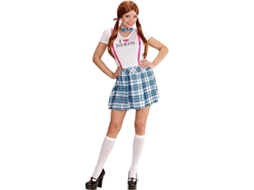 Fantasia de colegial glamour xadrez azul para mulheres