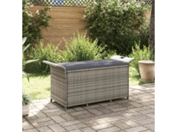 Vidaxl Banco De Jardim Com Almofadão 116x46x57 Cm Vime Pe Cinzento