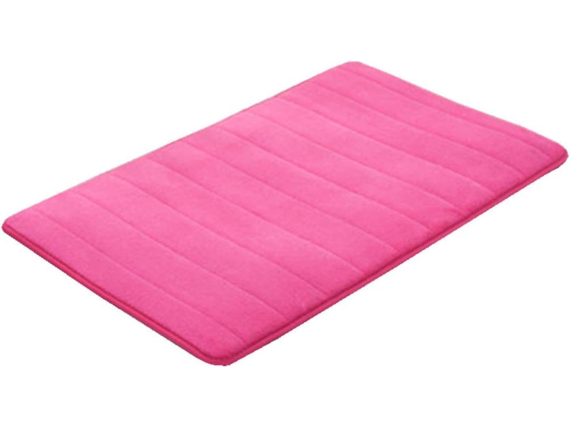 Tapete De Banho Em Espuma De Memória Antiderrapante 50x80cm Rosa