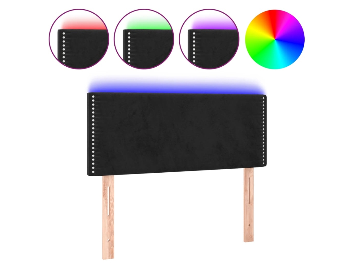 Led Headboard, Led Headboards Vidaxl Preto Veludo (90 X 5 X 78/88 Cm)