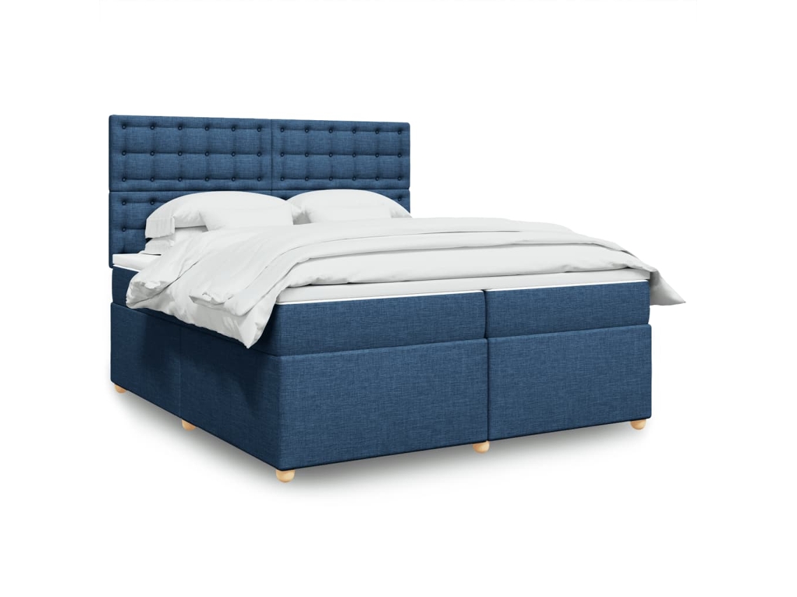 Vidaxl Cama Com Molas/colchão 200x200 Cm Tecido Azul