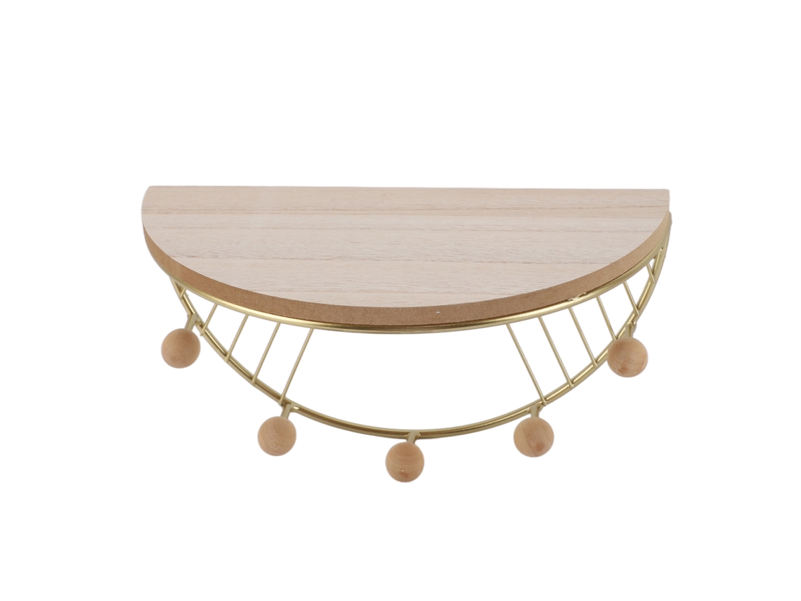 Prateleiras de parede flutuantes modernas em forma de setor dourado com ganchos | S/MARCA