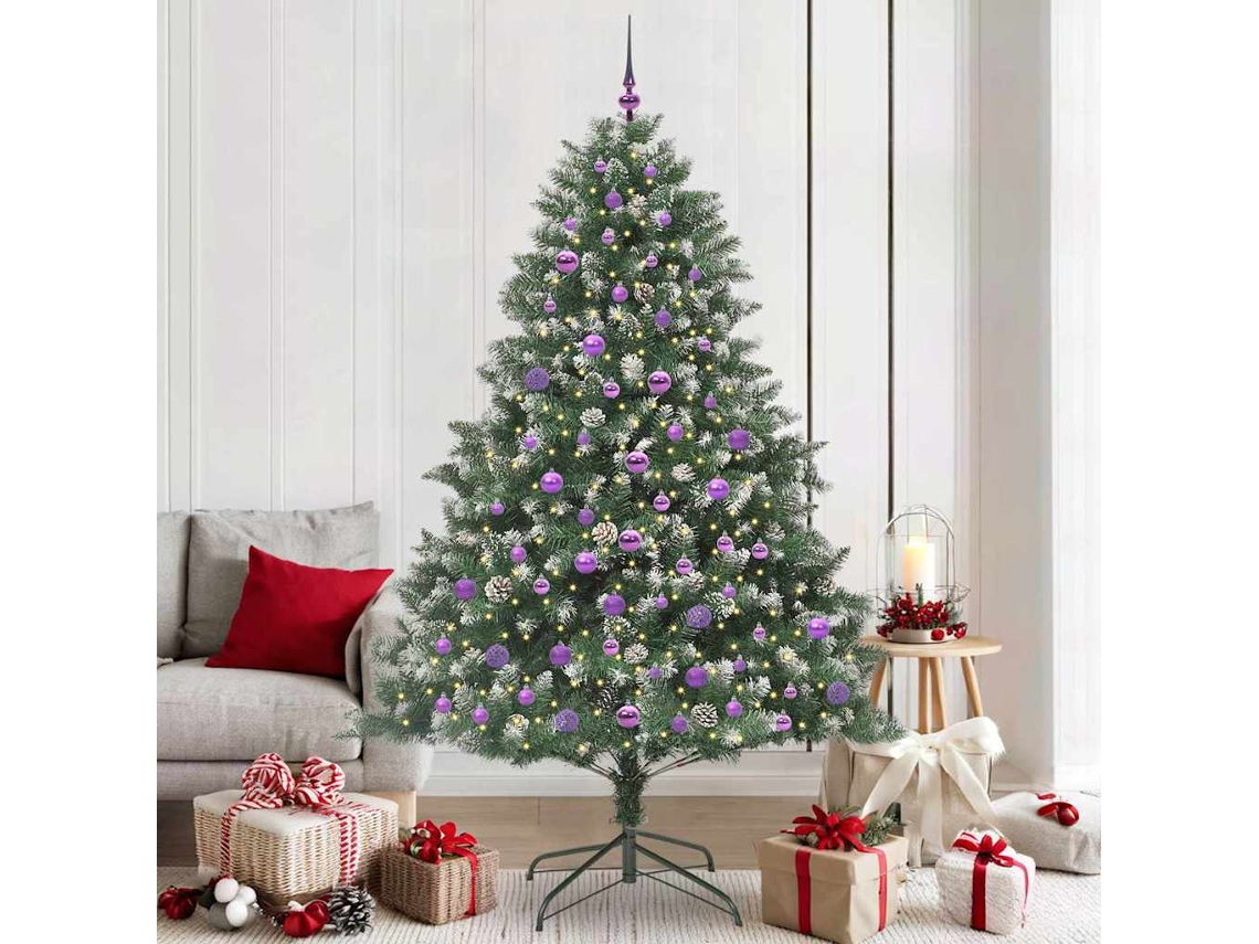 Vidaxl Árvore De Natal Artificial Verde 210 Cm Pvc, Plástico E Aço