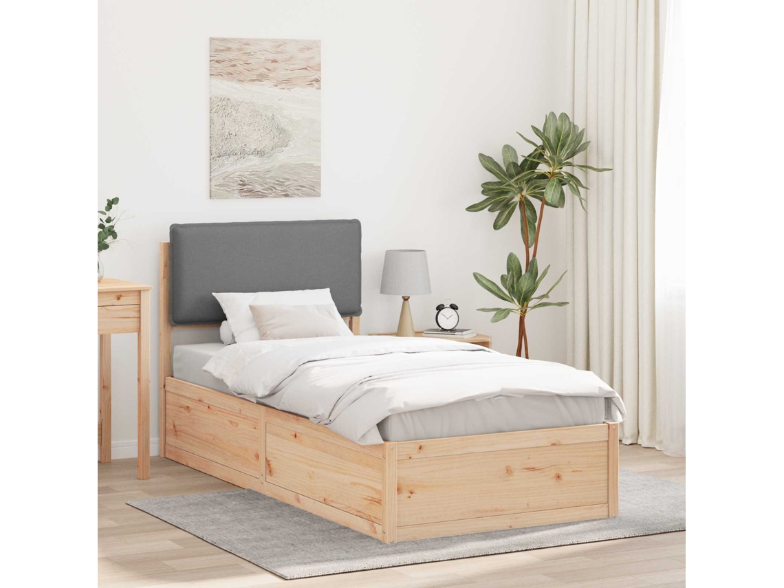 Vidaxl Estrutura de Cama com Cabeceira Estofada Cinzento claro