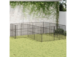 Vidaxl Parque Com 12 Painéis Aço Galvanizado Preto