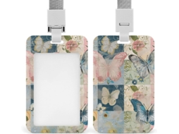 Porta Crachá Estilo Floral, Protetor De Crachá Vertical Com Cordão, Capa Plástica Impermeável, Estojo Crachá
