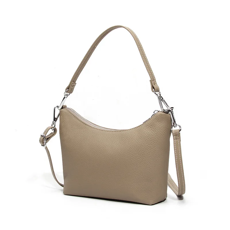 Bolsa Transversal Feminina De Couro Genuíno Cinza, De Marca De Luxo.