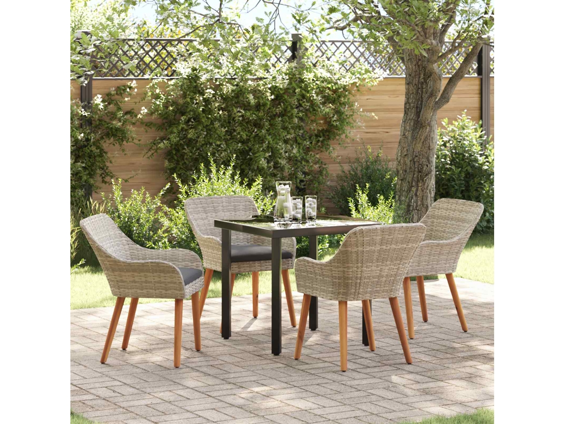 Vidaxl Conjunto De Jantar Para Jardim 5 Unid. Cinzento-claro Vime Pe