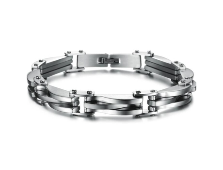 Pulseira Masculina de Punho Unissex Fantasia Diamante Mão Corrente Pulseira Elos Italianos em Bolsa de Aço Inoxidável OIDEA