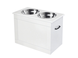 Tigela para cães com armazenamento, duas tigelas de aço inox, 2000 ml, branco S/MARCA