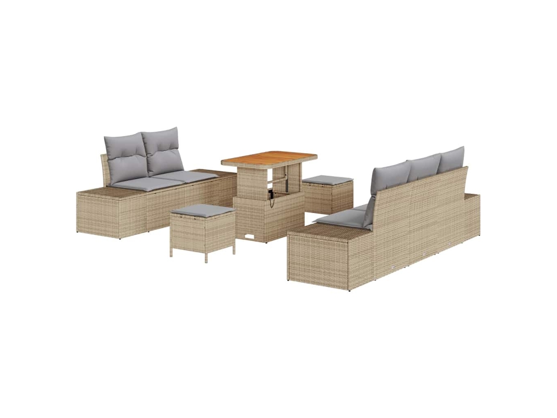 Maison Exclusive - Conjunto De Sofá De Jardim 8 Pcs Bege Rattan Sintético