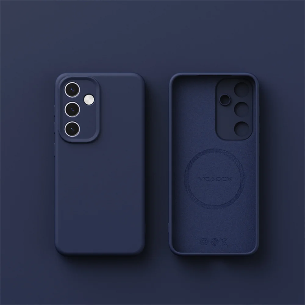 Capa Protetora (azul Para Samsung S22 Plus) Com Fixação Magnética Em Silicone Líquido.