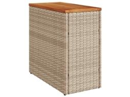 Mesa de apoio para jardim com tampo de madeira 58x27,5x55 cm Vime Pe Bege MAISON EXCLUSIVE